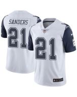 Cowboys #21 Deion Sanders White Men's Stitched NFL Limited Rush Jersey