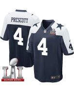 Cowboys #4 Dak Prescott Navy Blue Thanksgiving Throwback Youth Stitched NFL Super Bowl LI 51 Elite Jersey