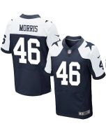 Cowboys #46 Alfred Morris Navy Blue Thanksgiving Men's Stitched NFL Throwback Elite Jersey