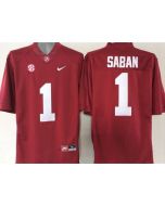 Crimson Tide #1 Nick Saban Red Stitched NCAA Jersey