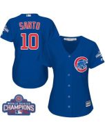 Cubs #10 Ron Santo Blue Alternate 2016 World Series Champions Women's Stitched MLB Jersey