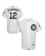 Cubs #12 Kyle Schwarber White(Blue Strip) Flexbase Authentic Collection 2016 Memorial Day Stitched MLB Jersey