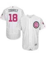 Cubs #18 Ben Zobrist White(Blue Strip) Flexbase Authentic Collection 2016 Mother's Day Stitched MLB Jersey