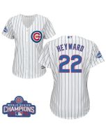 Cubs #22 Jason Heyward White(Blue Strip) Home 2016 World Series Champions Women's Stitched MLB Jersey