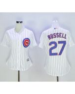 Cubs #27 Addison Russell White(Blue Strip) Women's Home Stitched MLB Jersey