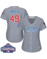 Cubs #49 Jake Arrieta Grey Road 2016 World Series Champions Women's Stitched MLB Jersey