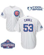 Cubs #53 Trevor Cahill White Home 2016 World Series Champions Stitched Youth MLB Jersey
