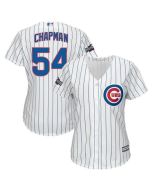 Cubs #54 Aroldis Chapman White(Blue Strip) Home Women's Stitched MLB Jersey
