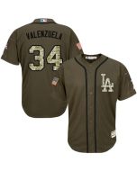 Dodgers #34 Fernando Valenzuela Green Salute to Service Stitched MLB Jersey