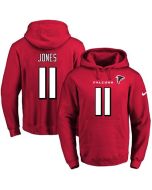Falcons #11 Julio Jones Red Name & Number Pullover NFL Hoodie