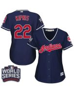 indians #22 Jason Kipnis Navy Blue 2016 World Series Bound Women's Alternate Stitched MLB Jersey