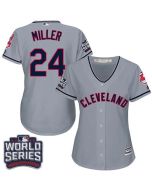 indians #24 Andrew Miller Grey 2016 World Series Bound Women's Road Stitched MLB Jersey