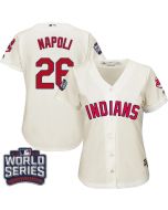 indians #26 Mike Napoli Cream 2016 World Series Bound Women's Alternate Stitched MLB Jersey