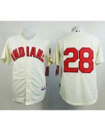 indians #28 Corey Kluber Cream Cool Base Stitched MLB Jersey