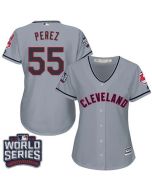 indians #55 Roberto Perez Grey 2016 World Series Bound Women's Road Stitched MLB Jersey