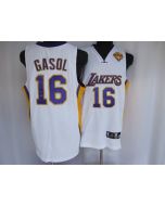Lakers #16 Pau Gasol Stitched White Final Patch NBA Jersey