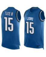 Lions #15 Golden Tate III Blue Team Color Men's Stitched NFL Limited Tank Top Jersey