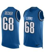 Lions #68 Taylor Decker Blue Team Color Men's Stitched NFL Limited Tank Top Jersey