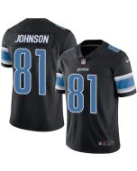 Lions #81 Calvin Johnson Black Youth Stitched NFL Limited Rush Jersey