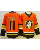 Men's Anaheim Ducks #11 Trevor Zegras Orange Stitched Jersey
