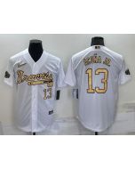 Men's Atlanta Braves #13 Ronald Acuna Jr. 2022 All-Star White Cool Base Stitched Baseball Jersey