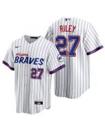 Men's Atlanta Braves #27 Austin Riley 2021 White City Connect Stitched Jersey