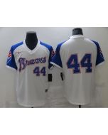 Men's Atlanta Braves #44 Hank Aaron White Cool Base Stitched Jersey