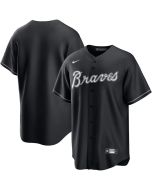 Men's Atlanta Braves Black Lights Out Replica Jersey (Black)