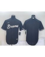 Men's Atlanta Braves Blank Black Cool Base Stitched Baseball Jersey