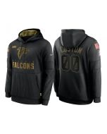 Men's Atlanta Falcons Customized 2020 Black Salute To Service Sideline Performance Pullover Hoodie