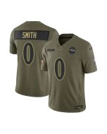 Men's Baltimore Ravens #0 Roquan Smith Olive 2025 Salute to Service Retired Limited Jersey