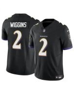 Men's Baltimore Ravens #2 Nate Wiggins Black 2024 Draft F.U.S.E Vapor Limited Football Jersey