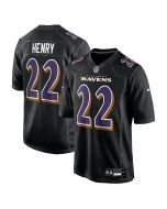 Men's Baltimore Ravens #22 Derrick Henry Carbon Black Fashion Game Jersey (Black)