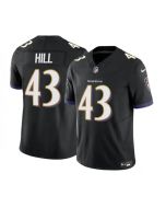 Men's Baltimore Ravens #43 Justice Hill Black 2023 F.U.S.E. Vapor Limited Football Jersey