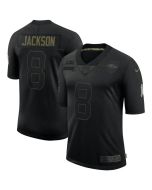 Men's Baltimore Ravens #8 Lamar Jackson Black 2020 Salute To Service Limited Stitched Jersey