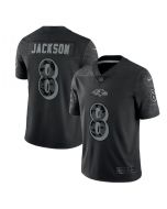 Men's Baltimore Ravens #8 Lamar Jackson Black Reflective Limited Stitched Football Jersey