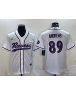 Men's Baltimore Ravens #89 Mark Andrews White With Patch Cool Base Stitched Baseball Jersey