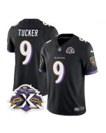 Men's Baltimore Ravens #9 Justin Tucker Black 2023 F.U.S.E With Patch Throwback Vapor Limited Jersey