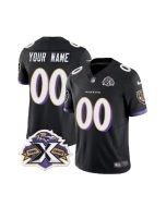 Men's Baltimore Ravens Active Player Custom Black 2023 F.U.S.E With Patch Throwback Vapor Limited Jersey
