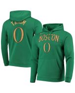 Men's Boston Celtics #0 Jayson Tatum Kelly Green City Edition Name & Number Team Pullover Hoodie