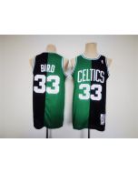 Men's Boston Celtics #33 Larry Bird Green/Black Split Throwback Stitched Jersey