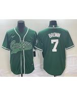 Men's Boston Celtics #7 Jaylen Brown Green Stitched Baseball Jersey (Green Brown)