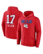 Men's Buffalo Bills #17 Josh Allen Red Team Wordmark Player Name & Number Pullover Hoodie