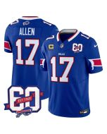 Men's Buffalo Bills #17 Josh Allen Royal 60th Anniversary Patch Vapor F.U.S.E. Limited Jersey