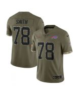 Men's Buffalo Bills #78 Bruce Smith Olive 2022 Salute To Service Limited Stitched Jersey