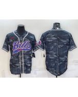 Men's Buffalo Bills Blank Grey Camo With Patch Cool Base Stitched Baseball Jersey