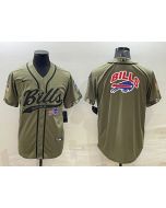Men's Buffalo Bills Olive Salute to Service Team Big Logo Cool Base Stitched Baseball Jersey