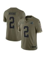 Men's Carolina Panthers #2 D.J. Moore Olive 2022 Salute To Service Limited Stitched Jersey