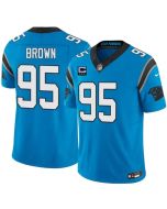 Men's Carolina Panthers #95 Derrick Brown Blue 2026 3-Star C Patch Vapor F.U.S.E. Limited Jersey