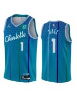 Men's Charlotte Hornets #1 LaMelo Ball Teal 2021-22 City Edition Stitched Basketball Jersey